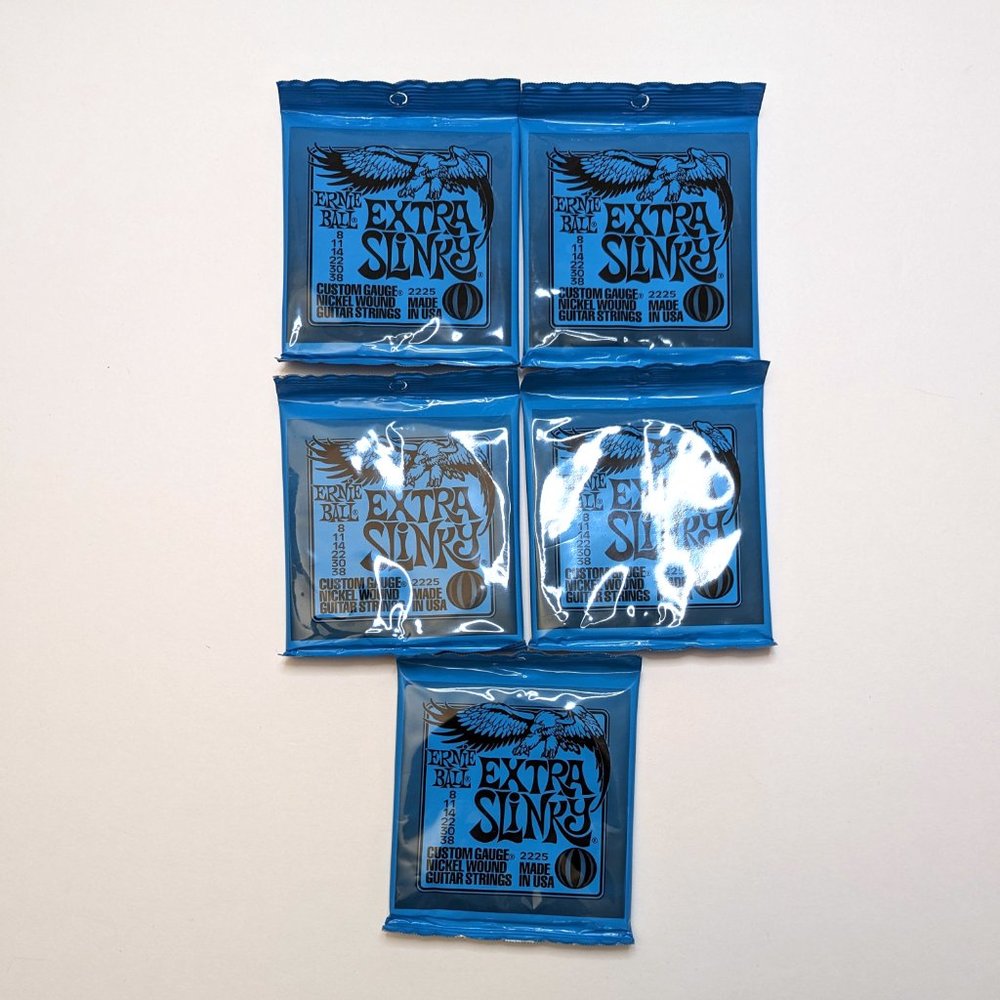 5-Pack Ernie Ball Extra Slinky Nickel Wound Electric Guitar Strings - 8-38 Gauge - Picture 2 of 3